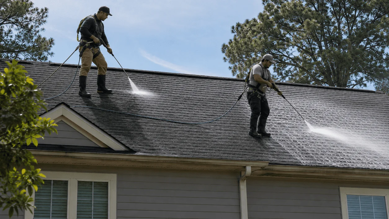 Roof soft washing in Long Island, NY